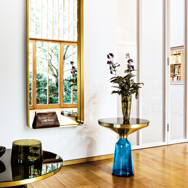 5-2_ClassiCon-bell-side-table-sapphire-blue_750 ClassiCon "Bell Side Table" Solid brass frame
