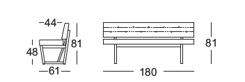 Rolf Benz 624 Bench drawing