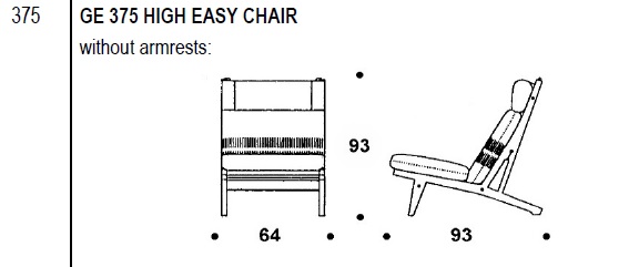 GE 375 High easy chair drawing