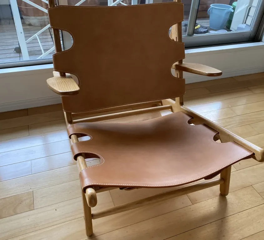 Fredericia アームチェア、背・座面 革交換