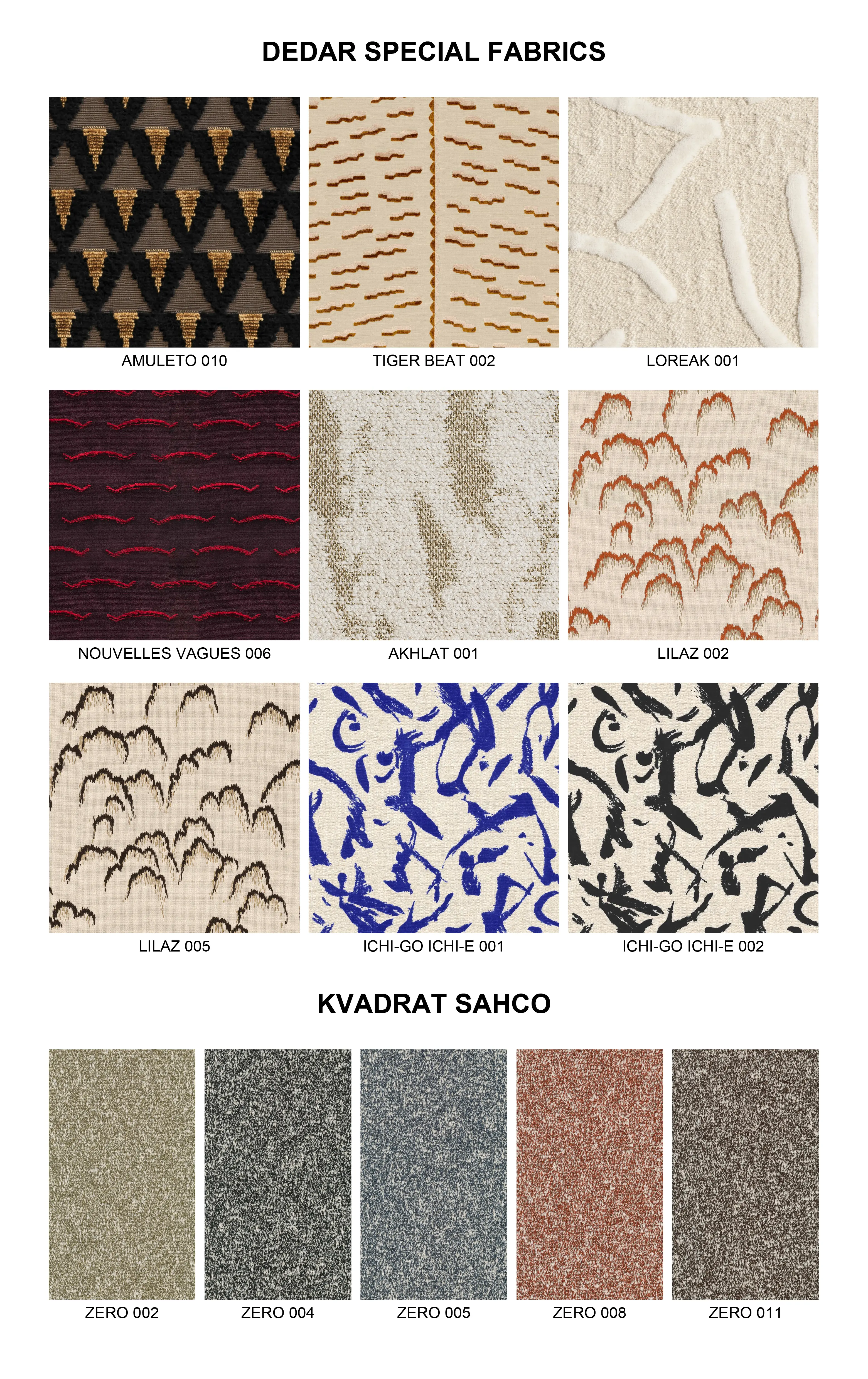 DEDAR / KVADRAT スペシャルバージョン張地一覧